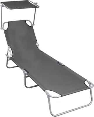 Produktbild von Klappliege Sonnenliege Gartenliege Mit verstellbarem Rückenlehne und Sonnendach,Strandliege Liege Freizeitliege Gartenstuhl,bis 120 kg belastbar,Liegestuhl Relaxliege 188,5 x 57,5 x 27 cm