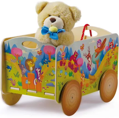 Productafbeelding van Race in het Bos - Houten Trekwagen - Speelgoedwagen op Wielen voor Kinderen van 2 3 4 Jaar - Montessori Methode Educatieve en Leuke Spellen