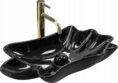 Produktbild von Badezimmer Waschbecken Arbeitsplatte Waschschüssel Asymmetrisch 62x33x11,5cm; Schwarz