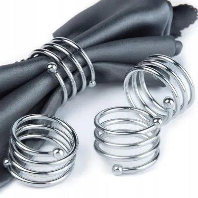 Produktbild von Silberner Ring Für Banquett-Servietten – Silberfarben, Federnd, Edelstahl