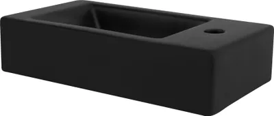 Obrázok produktu pre LuxeBath umývadlo Umývadlo na dosku Square, 46x26x11 cm, čierne, keramika, otvor na batériu vpravo