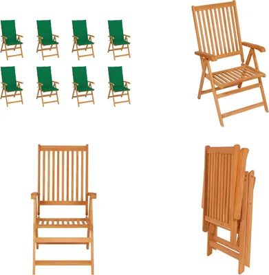 Produktbild von vidaXL Garten Liegestühle mit Kissen 8 Stk. Massivholz Teak - Gartenstuhl - Gartenstühle - Garten-Liegestuhl - Garten-Liegestühle