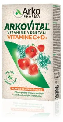 Immagine prodotto di Arkovital Vitamine C+D3 20 Compresse Effervescenti Gusto Frutti Rossi
