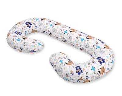Image de Coussin de grossesse C avec housse amovible bleu 115x60 cm pour un sommeil et un allaitement confortables