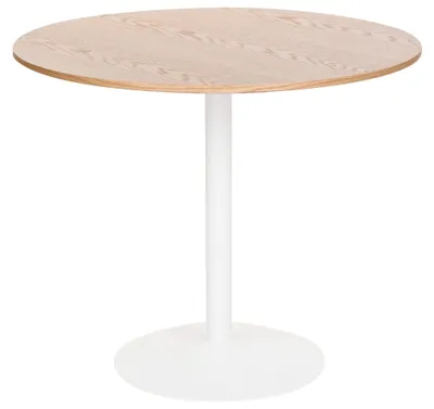 Produktbild von BELIANI Esstisch Hellbraun MDF-Tischplatte Holzoptik Rund ø 90 cm mit Standfuß für 2 Personen Modernes Skandi Design Küchentisch Esszimmertisch