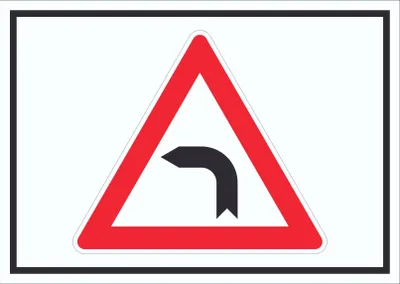 Produktbild von Schild Achtung Kurve links Symbol A6 Rückseite selbstklebend