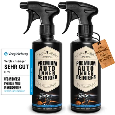 Produktbild von Premium Auto Innenreiniger für Kunststoff, Polster, Leder, Innenraum, Armaturenbrett, Cockpitspray mit Matteffect von URBAN Forest (2 x 500ml)