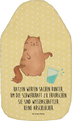 Produktbild von Mr. & Mrs. Panda Wärmflasche Katze Wasserglas - Gelb Pastell - Geschenk, Wärmflaschen, Glas, Cat, Flauschige, Wasser, wärmebeutel, mit Bezug, Neugierig, Wärmekissen, Miau