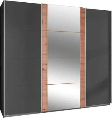 Produktbild von Schwebetürenschrank Bern Kleiderschrank Ausführung wählbar,Graphit / Artisan Eiche,270x64x210cm