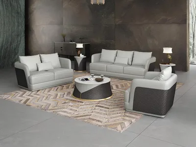Produktbild von Design Sofagarnitur Sitz Polster Couch 321 Garnituren Ledersofa Polster Couchen