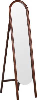 Produktbild von BELIANI Standspiegel Dunkelbraun Paulowniaholz 30 x 150 cm mit Rahmen Oval Klappbar Rustikal Ganzkörper für Ecke Schlafzimmer Garderobe Bad Wohnzimmer
