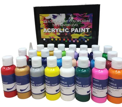 Acryl Gießfarbe Set, 23 Farben, 60 ml, mit Silikonöl