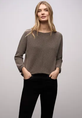 Produktbild von Street One 3/4 Shirt 'Two-Tone Strukturshirt', A324407, darkest brown, Gr. 38