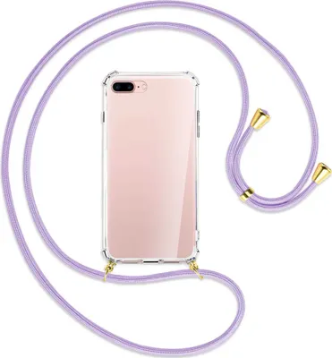 Produktbild von Handykette Backcover-Schutzhülle mit Band (Metall goldfarben) für Apple iPhone 7 Plus / 8 Plus - violett