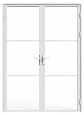 Produktbild von Aluminium und gehärtetes Glas 2-flügelige Komplett-Tür - 2 x H 204 x B 73 cm - Weiß - MASERU