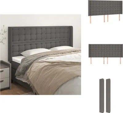 Produktbild von vidaXL Kopfteil mit Ohren Grau 183x16x118/128 cm Kunstleder -  Kopf- & Fußenden