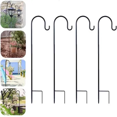 Zdjęcie produktu dla Haczyk do ogrodu, 81 cm - Regulowane haczyki - Metalowe paliki ogrodowe - Wytrzymałe i trwałe - Do donic/lampionów - Powłoka odporna na korozję - Palik ogrodowy