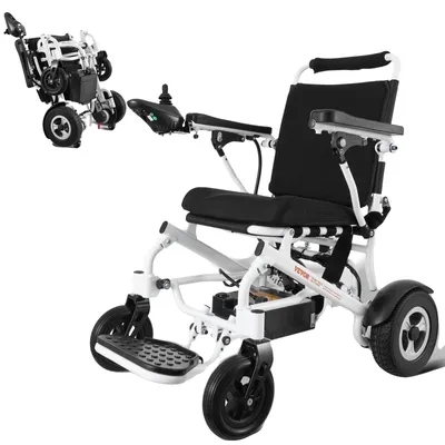 Image de Fauteuil roulant électrique VEVOR, capacité 136 kg, largeur 45 cm, fauteuil roulant électrique léger, pliable et motorisé, autonomie jusqu'à 20 km, fauteuil tout-terrain en alliage d'aluminium