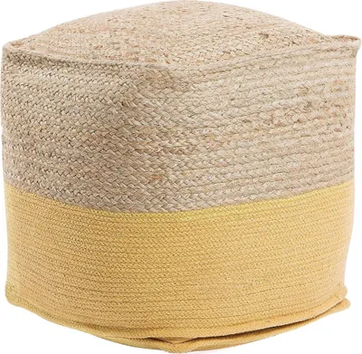 Produktbild von BELIANI Pouf Gelb/Beige Jute/Baumwolle Quadrat Boho-Stil