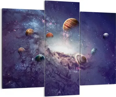 Produktbild von Bild auf Leinwand - Leinwandbild - 3 Teile - Kosmos Planeten die Sterne - 130x100cm - Wand Bild - Wanddeko - Wandbilder - Leinwanddruck - Bilder - Wanddekoration - Leinwand bilder - CB130x100-4851