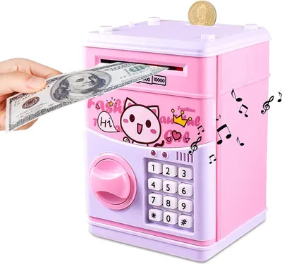Produktbild von Spardose für Kinder, Digitale Spardosen mit Passwort, Geldautomaten-Sparschwein für Münzen und Geldscheine, Festival-Geburtstagsgeschenke für Kinder, Mädchen, Pink