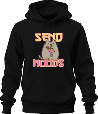 Produktbild von SEND NOODS Katze Nudeln Ramen Kawaii Lustig Geschenk süß Freundin Uni Hoodie Kapuzenpullover, Schwarz, 3XL