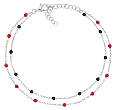 Immagine prodotto di Bracciale doppio con perline d'argento BRC230WBCR