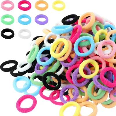 Image de 200 pièces d'élastiques à cheveux Femmes Multicolore pour fille Homme Femme