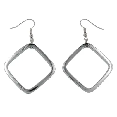 Produktbild von Ohrhaken Ohrhänger Ohrringe 58x39mm Viereckrahmen silber-glänzend Kunststoff silber 58x39mm