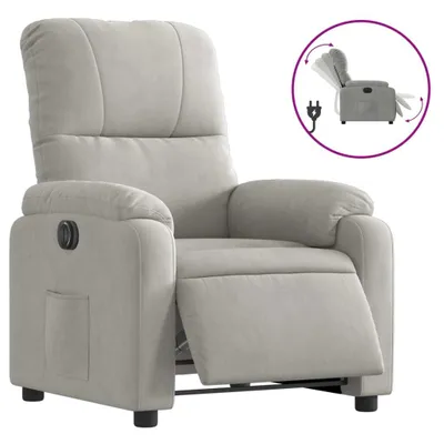 Imagen del producto de Sillón reclinable eléctrico tela de microfibra gris claro