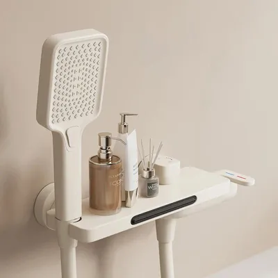 Immagine prodotto di Miscelatore per vasca da bagno a cascata - Rubinetto per vasca da bagno da parete con doccetta manuale - Acciaio inossidabile 304 - Finitura spazzolata - Miscelatore monocomando per acqua calda/fredda - Bianco