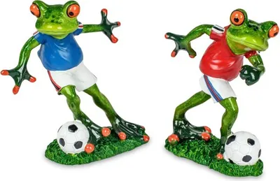 Produktbild von 1 Set bestehend aus 2 Stück Frösche Dekofigur Frosch Fan Fußball - Geschenke für Fussballfans