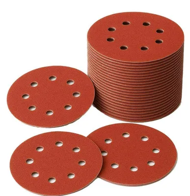 Productafbeelding van Schuurplaten met klittenband, 125 mm, korrelgrootte 320, 50 stuks, voor elektrische schuurmachines, geschikt voor stofafzuiging