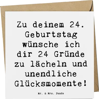 Produktbild von Mr. & Mrs. Panda Grußkarte Spruch 24. Geburtstag Glück - Weiß - Geschenk, anlasskarte, liebevoll gestaltet, Wünsche, faltkarte, doppelkarte, Glückwunschkarte, Klappkarte
