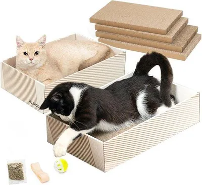 Immagine prodotto di Tiragraffi per gatti con 4 pannelli, pallina, interattivo, per più gatti