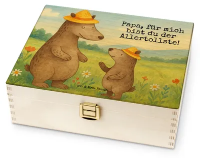 Produktbild von Mr. & Mrs. Panda Teebox Bären mit Hut Design - Weiß - Geschenk, Papa, Teedose, Vatertag, Teebeutel Aufbewahrung, für Paare, Daddy, Tee Box, Muttertag, Family, Vorbild