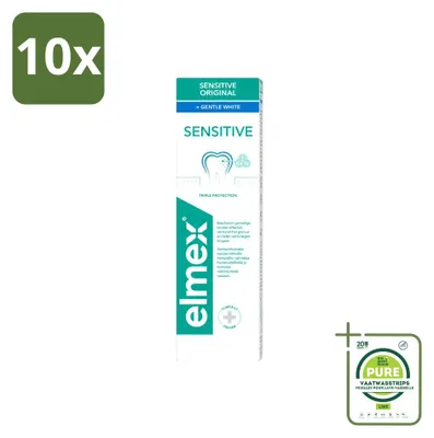 Obrázok produktu pre 10 x Zubná pasta Elmex Gentle White – trojitá ochrana – 75 ml – veľké balenie – 10 kusov