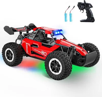 Immagine prodotto di Auto da fuoristrada radiocomandate - Telecomando a 2,4 GHz - Trazione 2WD, velocità massima 20 km/h con LED - Modello in scala - Macchinina per bambini dai 3 anni in su - Radiocomandata