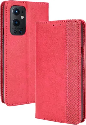 Produktbild von OnePlus 9 Pro Hülle - Coverup Vintage Style Klapphülle - Rot