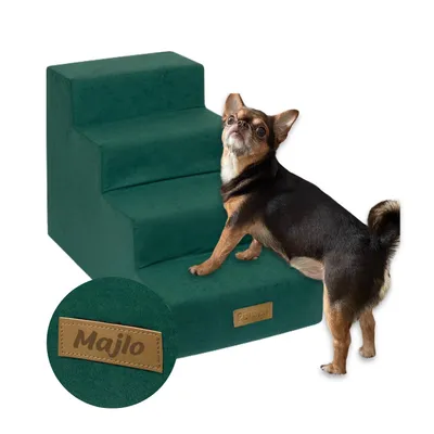 Produktbild von Hundetreppe 4 Stufen personalisiert mit Namen, Haustiertreppe, Einstiegshilfe für Hunde und Katzen, Treppe für ältere und kranke Tiere, Hunderampe