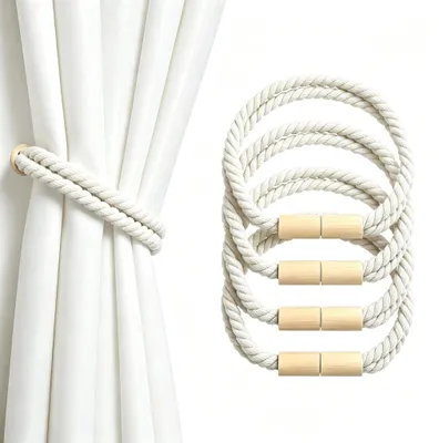 Vorhanghalter magnetisch, 50 cm, 4 Stück, Weiß, Kordel
