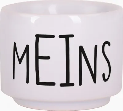 Produktbild von Eierbecher aus Keramik mit lustigem Aufdruck - Witziges Geschirr zum Frühstück (Meins)