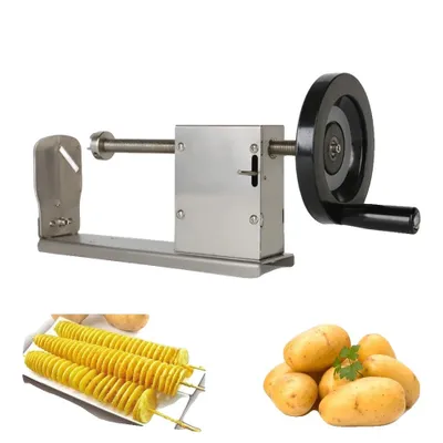 Obrázok produktu pre Ručný špirálový krájač na zemiaky, 3 čepele, univerzálny krájač na kučeravé hranolky a točené hot dogy