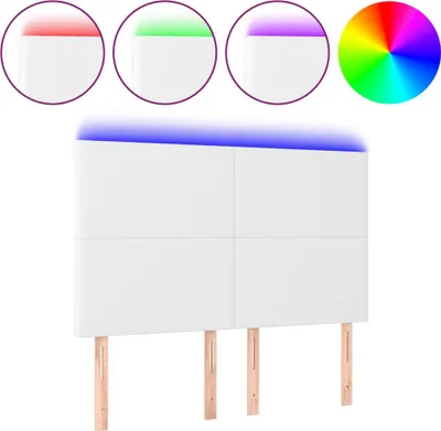 Produktbild von vidaXL LED Kopfteil Weiß 144x5x118/128 cm Kunstleder