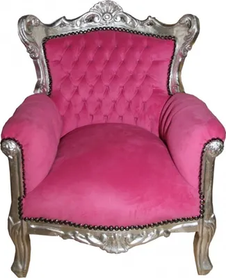 Produktbild von Casa Padrino Barock Kinder Sessel / Thron Rosa/Silber