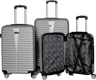 Produktbild von Kofferset 3 teilig, Reisekofferset, Hartschalenkoffer, Trolley, silber