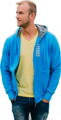 Produktbild von GUGGEN MOUNTAIN Herren Kapuzenjacke Kapuzenpullover mit Fleece Hoodie Hooded Logo Sweater Sweatjacke Warmer Pullover Rei§verschluss Streetwear Langarm Kapuze Outdoor Sport Blau XL
