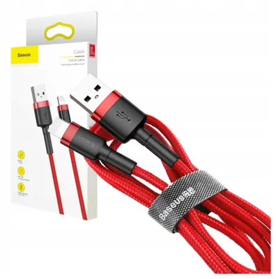 Zdjęcie produktu dla Baseus Cafule Cable Wytrzymały Nylonowy Kabel Przewód Usb / Lightning Qc3.0 2.4A 0,5M Czerwony (Calklf-A09)