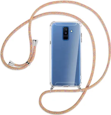 Produktbild von Handykette Backcover-Schutzhülle mit Band (Metall silberfarben) für Samsung Galaxy A6 Plus 2018 / J8 - Rainbow