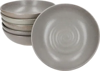 Produktbild von CLAY GRAU 6er Set Suppenteller 420ml Steingut grau Bowl Salat Pasta